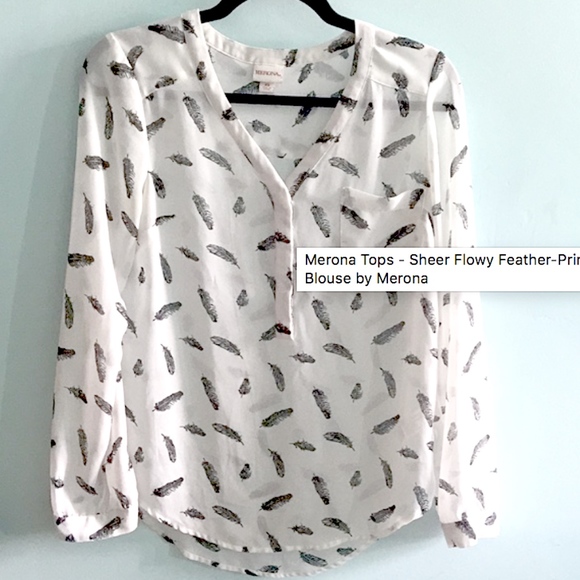 Merona Tops - Sheer Flowy Feather-Print Blouse by Merona